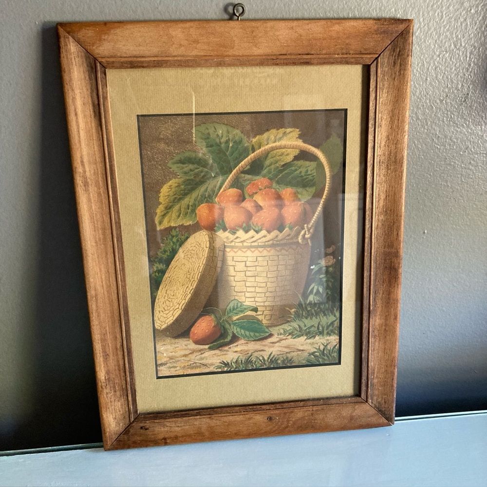 Vintage Framed Strawberries Print